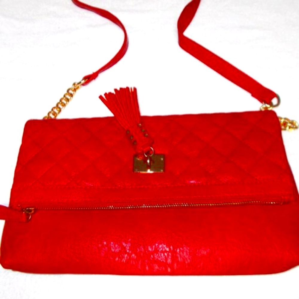 Aldo red leather double pocket purse with shoulder strap